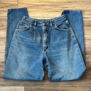 Vintage 80s Lee Riders USA Made High Rise Pleated Mom Jeans | Tapered leg